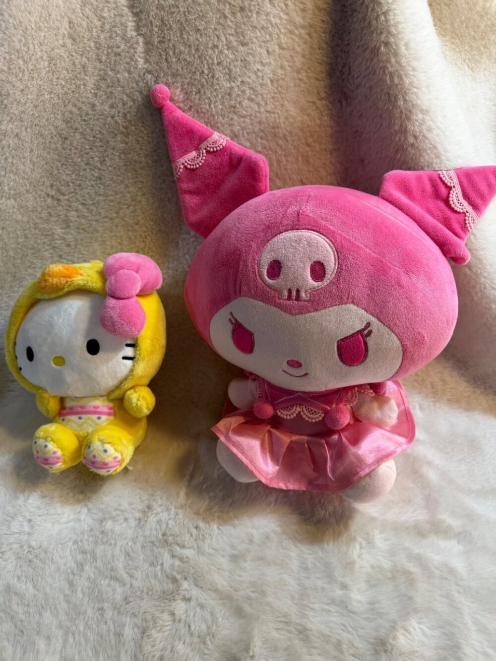 Hello Kitty & My Melody Plush Set - Yellow Hoodie & Pink Dress - Sanrio 2025 - S
